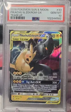PSA 10 Pikachu & Zekrom GX 33/181 Holo Team Up 2019 Pokemon - Image 1