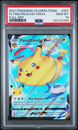 2021 POKEMON CELEBRATIONS #007 FULL ART/FLYING PIKACHU VMAX PSA 10 - Image 1