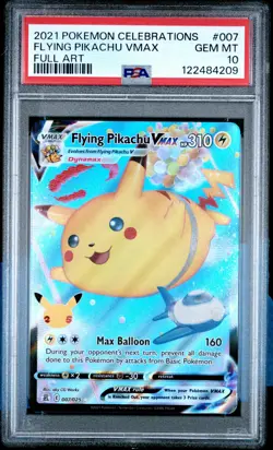 2021 POKEMON CELEBRATIONS #007 FULL ART/FLYING PIKACHU VMAX PSA 10 - Image 1