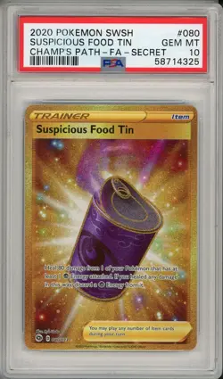 2020 Pokemon SWSH Champions Path Suspicious Food Tin Secret Rare #080 PSA 10 - Image 1
