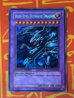 YUGIOH BLUE-EYES ULTIMATE DRAGON SECRET RARE LIGHT PLAY RP01-EN000 - Image 1