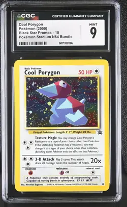 CGC 9 MINT Cool Porygon 2000 Black Star Promos 15 Holo Pokemon Card - Image 1