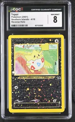 CGC 8 Togepi 2001 Southern Islands 4/18 Reverse Holo Pokemon Card - Image 1