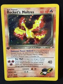 Pokemon TCG Rockets Moltres Holo Rare Card 12/132 Gym Heroes 1st Edition - Image 3