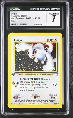CGC 7 NM Lugia 2000 Neo Genesis 1st Edition 9/111 Holo SWIRL Pokemon Card - Image 1