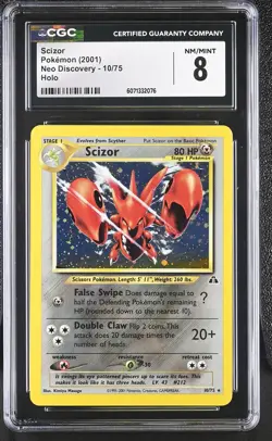 CGC 8 Scizor 2001 Neo Discovery 10/75 Holo Pokemon Card - Image 1