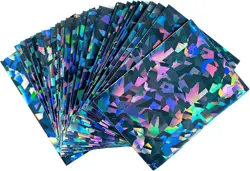 100 Black Holographic Card Sleeves Perfect Fit Shiny Trading - Image 1
