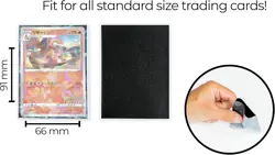 100 Black Holographic Card Sleeves Perfect Fit Shiny Trading - Image 3