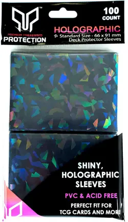 100 Black Holographic Card Sleeves Perfect Fit Shiny Trading - Image 5
