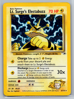 Pokemon TCG Lt. Surge's Electabuzz Gym Heroes Holo Card 6/132 Unlimited Rare HP - Image 1