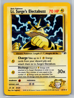 Pokemon TCG Lt. Surge's Electabuzz Gym Heroes Holo Card 6/132 Unlimited Rare HP - Image 1