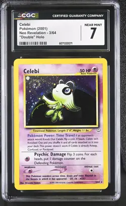 CGC 7 Celebi 2001 Neo Revelation 3/64 "Double" Holo SWIRL Pokemon Card - Image 1