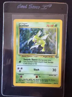 Pokemon TCG Scyther Holo Unlimited Rare Card Jungle Set 10/64 Vintage 1999 - Image 1