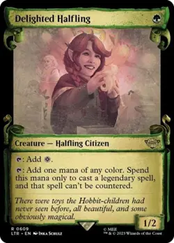 MTG English Delighted Halfling (Showcase Scrolls) NM Foil - Image 1
