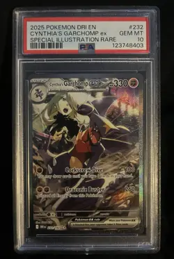 2025 Pokemon TCG Cynthia's Garchomp EX Card 232/182 Sir Destined Rivals PSA 10 - Image 3