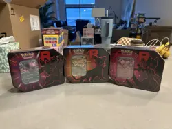 Pokemon Sealed Destined Rivals Team Rocket Tin Set of 3 New - Image 1
