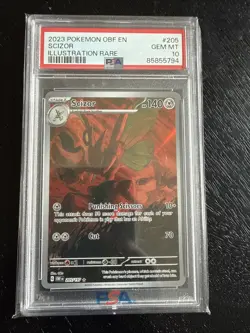 Pokemon 2023 Obsidian Flames Scizor 205/197 IR TCG Holo Card PSA 10 Graded - Image 1