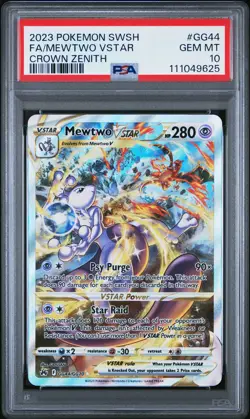 2023 POKEMON SWORD & SHIELD CROWN ZENITH #GG44 FULL ART/MEWTWO VSTAR PSA 10 - Image 1