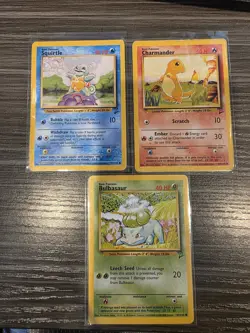 Vintage Pokemon Base Set 2 Starters - Squirtle 93 Charmander 69 Bulbasaur MP/LP - Image 1