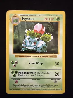 Ivysaur Shadowless 30/102 Uncommon WOTC Pokemon TCG Base Set - Image 1