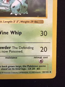Ivysaur Shadowless 30/102 Uncommon WOTC Pokemon TCG Base Set - Image 3