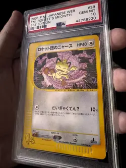 PSA 10 Team Rocket's Meowth 039/048 1st ED Pokemon JPN Card 2001 Web LOW POP - Image 3