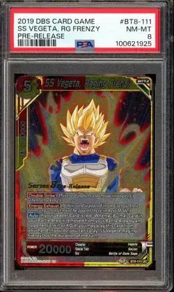 SS Vegeta Raging Frenzy Pre-Release BT8-111 FOIL Dragon Ball Super Card PSA 8 - Image 1