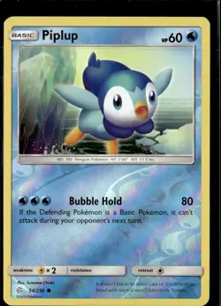 Pokemon Piplup 54/236 Cosmic Eclipse Reverse Holo Common 2 Card Lot - Image 1