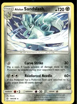 Pokemon Alolan Sandslash 138/236 Cosmic Eclipse Reverse Holo Rare 2 Card Lot - Image 1
