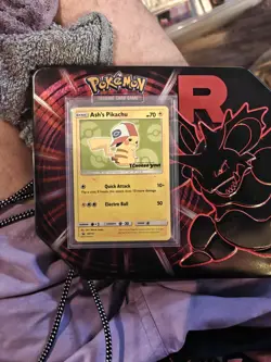 Pokemon TCG Sun & Moon Ash's Pikachu Black Star Promo Card SM111 - Image 4