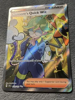 Clemont’s Quick Wit 229/191 Full Art Double Rare Pokemon Card Textured NM - Image 2