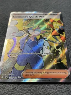 Clemont’s Quick Wit 229/191 Full Art Double Rare Pokemon Card Textured NM - Image 3