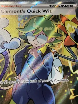 Clemont’s Quick Wit 229/191 Full Art Double Rare Pokemon Card Textured NM - Image 4