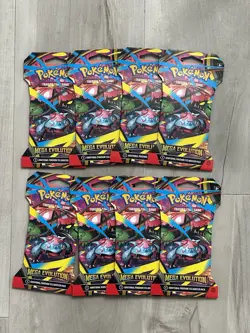 Pokemon TCG (8) Mega Evolutions Sleeved Booster Packs 8x Venusaur Sleeves - Image 1