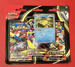 Pokemon TCG - Mega Evolution 3 Pack Booster Blister Psyduck Promo - Sealed - Image 1