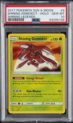 2017 POKEMON SUN & MOON SHINING LEGENDS #9 SHINING GENESECT-HOLO PSA 10 - Image 1