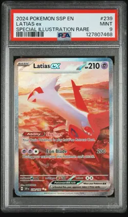 LATIAS EX PSA 9 2024 POKEMON SURGING SPARKS SSP EN #239/191 SPECIAL RARE SIR 344 - Image 1