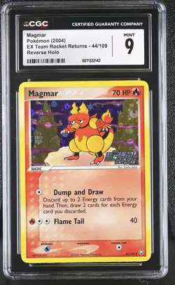 CGC 9 Magmar EX Team Rocket Returns 44/109 Reverse Holo Stamped Pokemon Card - Image 1