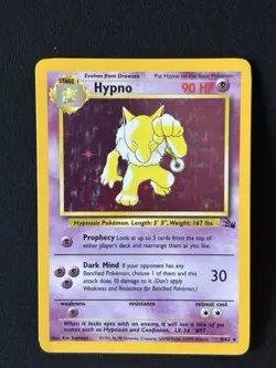 Pokemon TCG Hypno Fossil Holo Unlimited Rare Card 8/62 1999 WOTC Base Set - Image 1