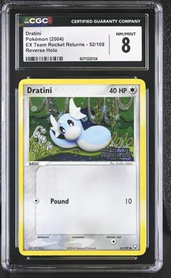 CGC 8 Dratini EX Team Rocket Returns 52/109 Reverse Holo Stamped Pokemon Card - Image 1
