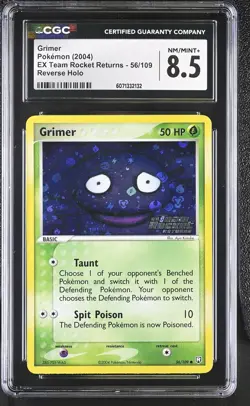 CGC 8.5 Grimer EX Team Rocket Returns 56/109 Reverse Holo Stamped Pokemon Card - Image 1