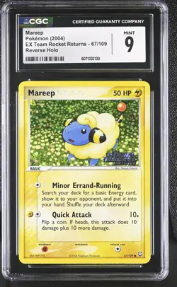 CGC 9 Mareep EX Team Rocket Returns 67/109 Reverse Holo Stamped Pokemon Card - Image 1