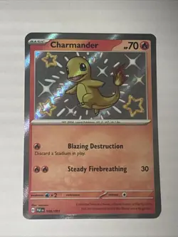 Pokemon Charmander TCG Scarlet & Violet Paldean Fates Holo Shiny Rare Card - Image 1