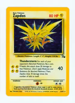 1999 Zapdos Pokemon Fossil Set #15 English Version Holo Pokemon TCG Card - Image 1