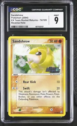 CGC 9 Sandshrew EX Team Rocket Returns 74/109 Reverse Holo Stamped Pokemon Card - Image 1