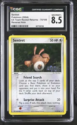 CGC 8.5 Sentret EX Team Rocket Returns 75/109 Reverse Holo Stamped Pokemon Card - Image 1