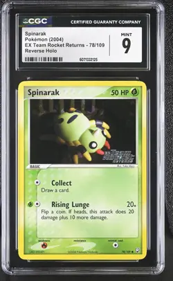 CGC 9 Spinarak EX Team Rocket Returns 78/109 Reverse Holo Stamped Pokemon Card - Image 1