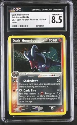 CGC 8.5 Dark Houndoom 2004 EX Team Rocket Returns 5/109 Holo Pokemon Card - Image 1