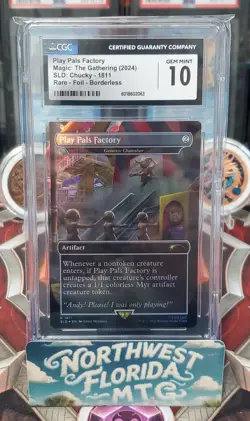 MTG -CGC Gem Mint 10 - Secret Lair: Chucky - Play Pals Factory (Foil) Borderless - Image 1