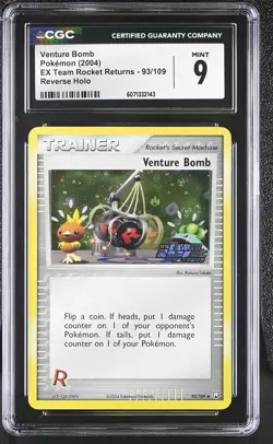 CGC 9 Venture Bomb EX Team Rocket Returns 93/109 Reverse Holo Stamped Pokemon - Image 1
